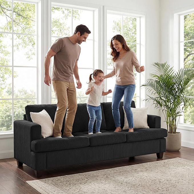 Apicizon 89" Modern Sofa Couch Set, Corduroy Couch 2 Piece Sofa Set - Image 4