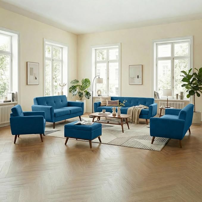 Tbfit 56" W Loveseat Sofa, Mid Century Modern Decor Love Seat Couches - Image 8
