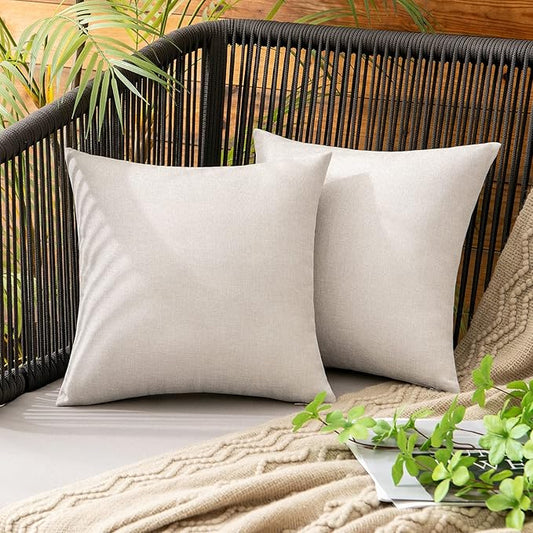 MIULEE Pack of 2 Decorative Outdoor Solid Waterproof Throw Pillow Covers Faux by MIULEE