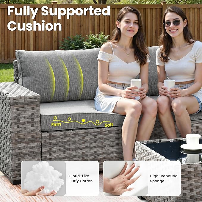 ovios 13 Pieces Patio Furniture Set, Outdoor Wicker Sectional Sofa - Image 6