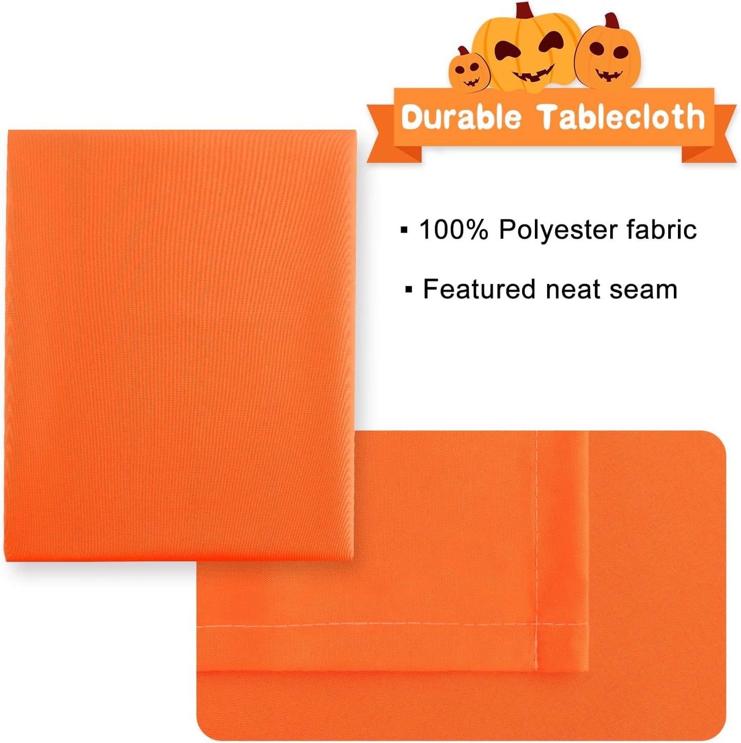 Hiasan Pumpkin Orange Square Tablecloth - Waterproof and Spillproof Restaurant Washable Polyester Table Cloth for Dining Room, 54 x 54 Inch