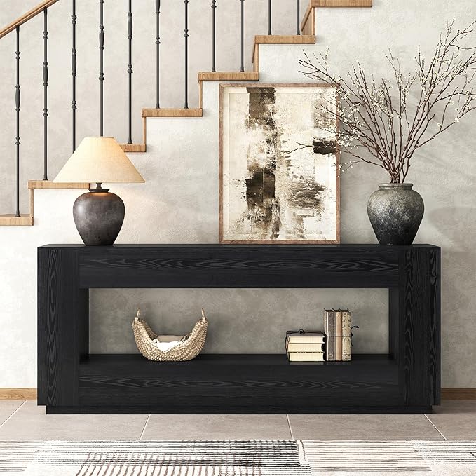 Epecoya 78 Inch Extra Long Console Table, 2-Tier Wood Entryway Table - Image 3