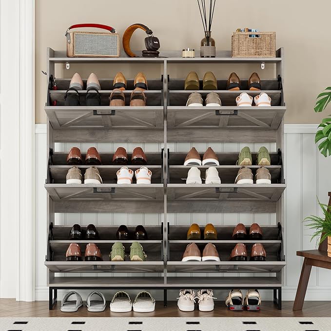 BORNOON Shoe Cabinet with 6 Flip Drawers Narrow Shoe Storage Cabinet Organizer - Image 7
