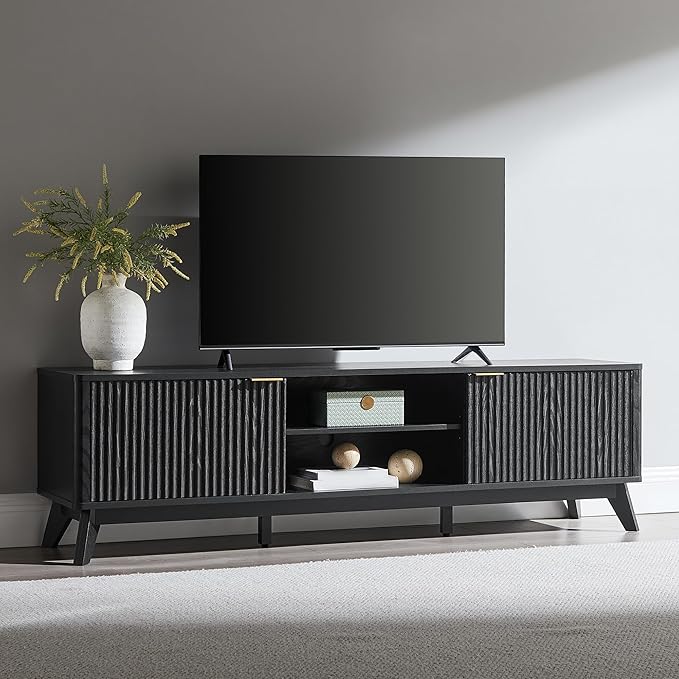 OKD 70" Mid Century Modern Fluted TV Stand, Entertainment Center, Media Console - Image 3
