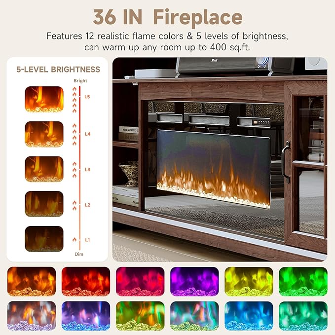 70" Farmhouse TV Stand with 36" Fireplace - Image 3