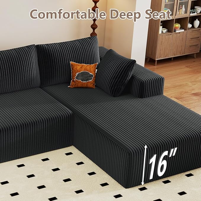 95" Cloud Sectional Couch with L-Shape Chaise, Modular Comfy Sofa Chaise Longue - Image 8