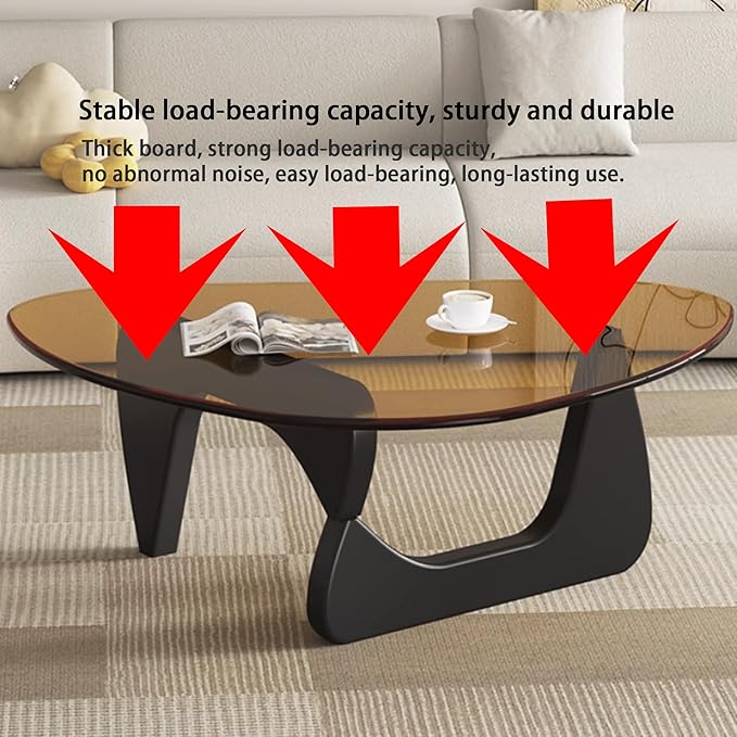 EASYSOUL Modern Glass Coffee Table, 32.68" D x 22.44" W x 15.75" H, Abstract - Image 6
