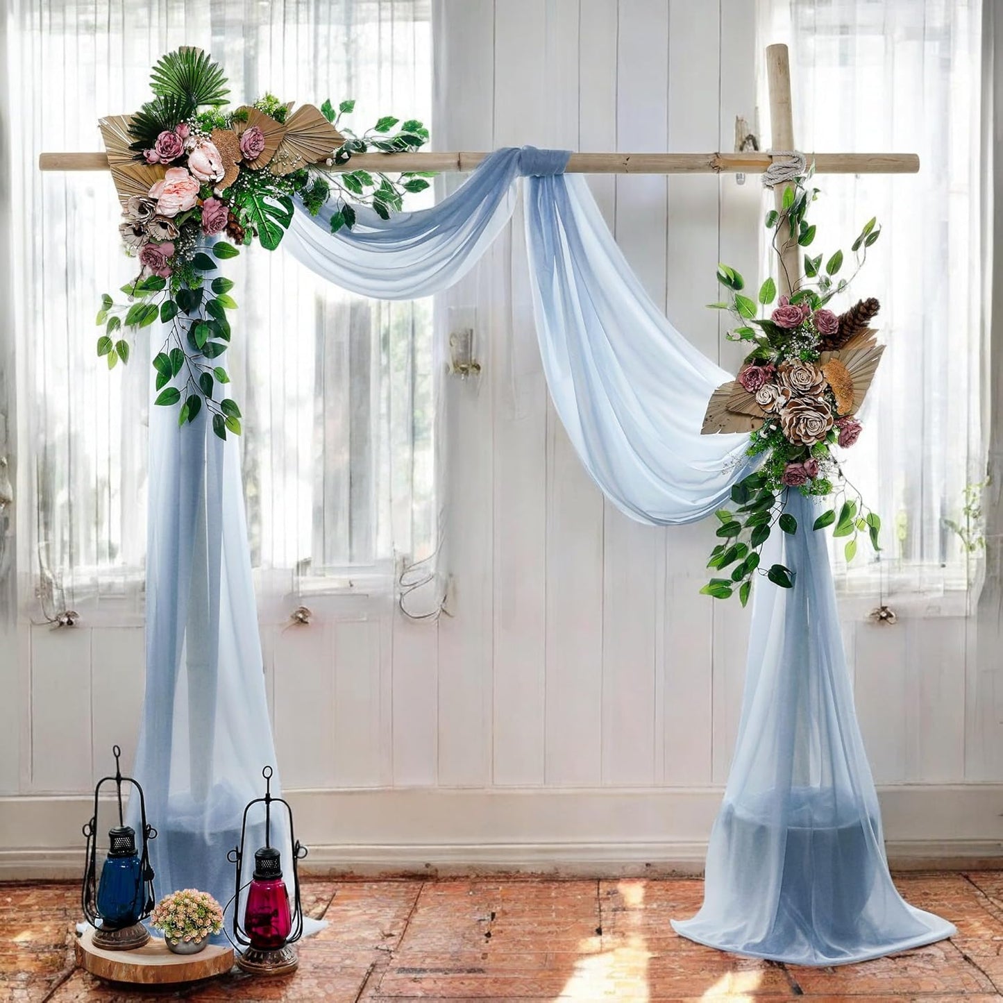 MDS Halloween Chiffon Draping Fabric - 1 Panel, 30" Wide x 20ft Long - Sheer Spooky Arbor & Canopy Drapery for Haunted House Backdrops, Party Ceilings, DIY Costumes & Themed Events - Dusty Blue