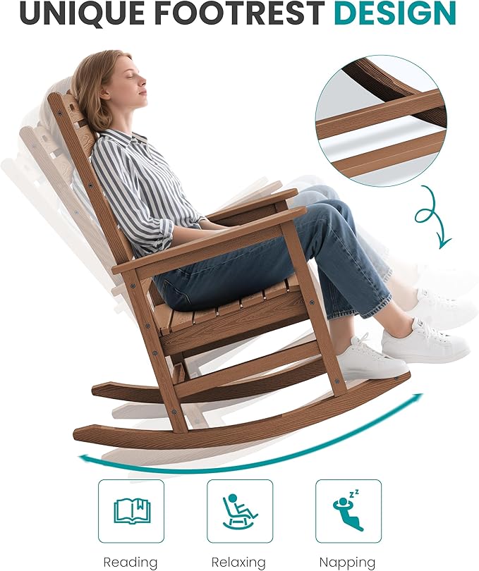 SERWALL Outdoor Rocking Chair, Oversized Rocking Chair - Image 7