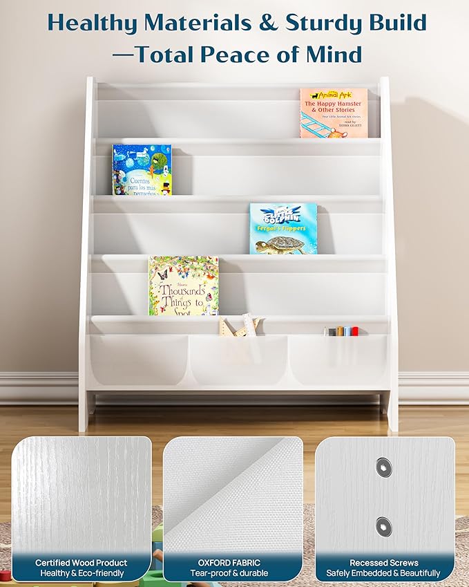 SEIRIONE Sturdy Kids Bookshelf, 4-Tier Book Shelf - Image 3