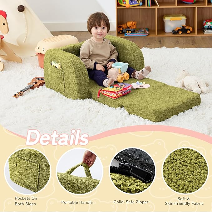 Toddler Couch, 2-in-1 Toddler Chairs Comfy 1-3 Years Old, Toddler Chair - Image 4