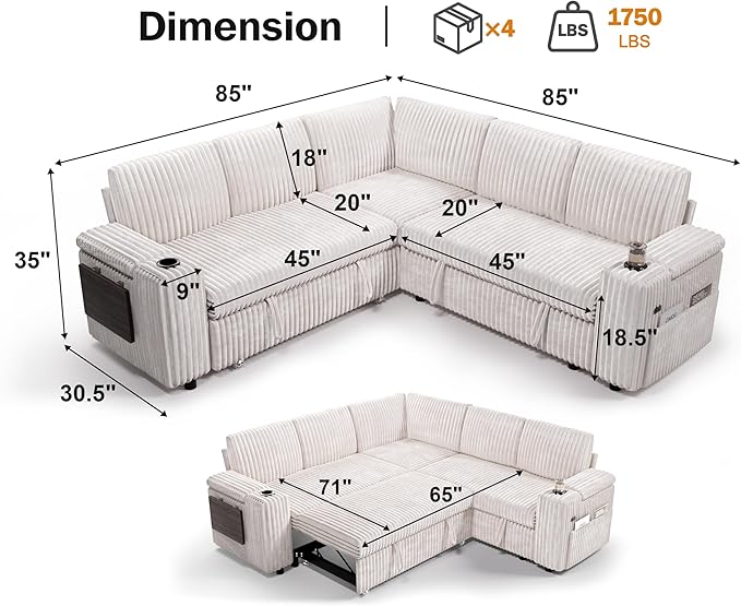 Vipbear 86" Modular Sectional Sleeper Sofa - Image 2