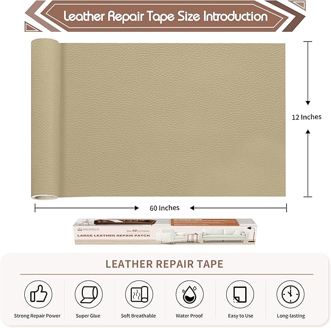 KING MOUNTAIN Leather Repair Patch, 12 x 60 Inches self Adhesive Leather Repair - Image 4
