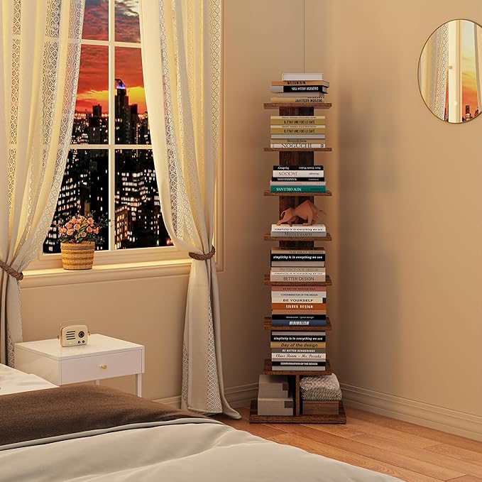 TUTOTAK Narrow Bookshelf, 8-Tier Bookcase, Spine Book Shelf - Image 4
