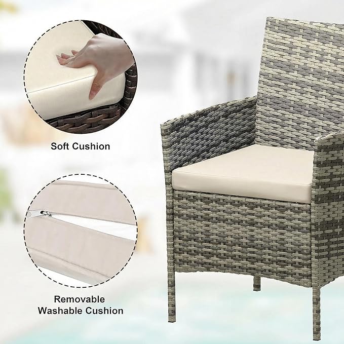 GarveeLife 3 Piece Patio Furniture Set, Rattan Outdoor Furniture - Image 3