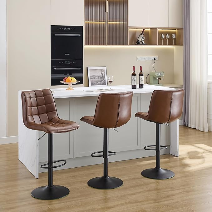 FIRAVOE Counter Height Bar Stools, Swivel Barstools Set of 3 - Image 8