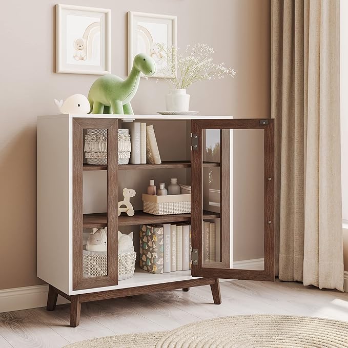 BELLEZE Modern Curio Cabinet, 3-Tiers Console Table, 31 Inch - Image 3