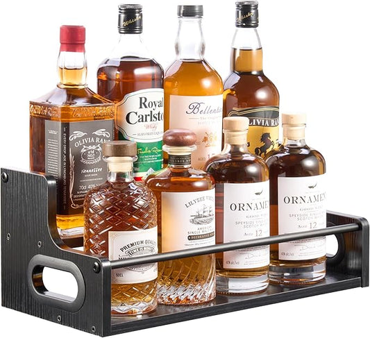 YQBRAO 2-Tier Liquor Bottle Display Shelf, Coffee Syrup Rack Organizer by Unknown