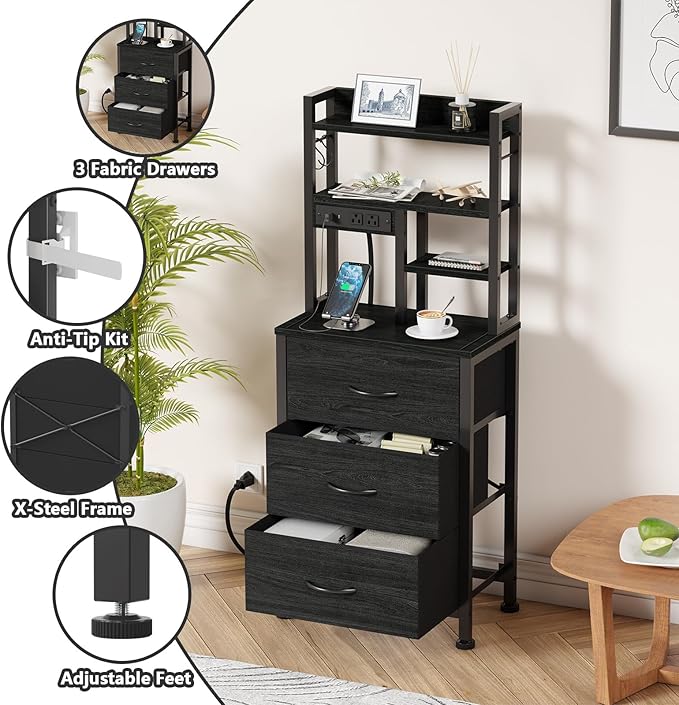 Furnulem Nightstands Set of 2, Tall Night Stand - Image 4