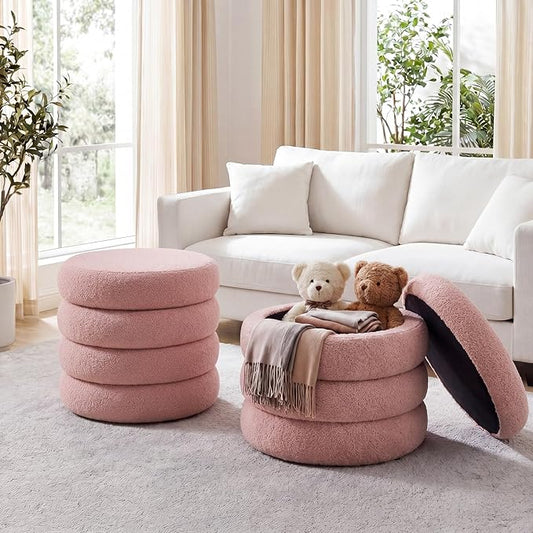 Flouki Round Ottoman Set of 2, Ottomans by Flouki
