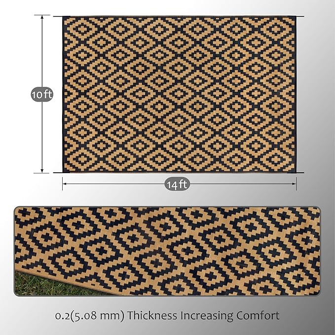 SAND MINE Reversible Mats, Plastic Straw Rug, Modern Area Rug, Large Floor Mat - Image 2