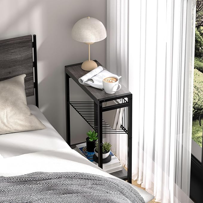 End Table Set of 2 for Small Space, 3-Tier Narrow Side Table - Image 2