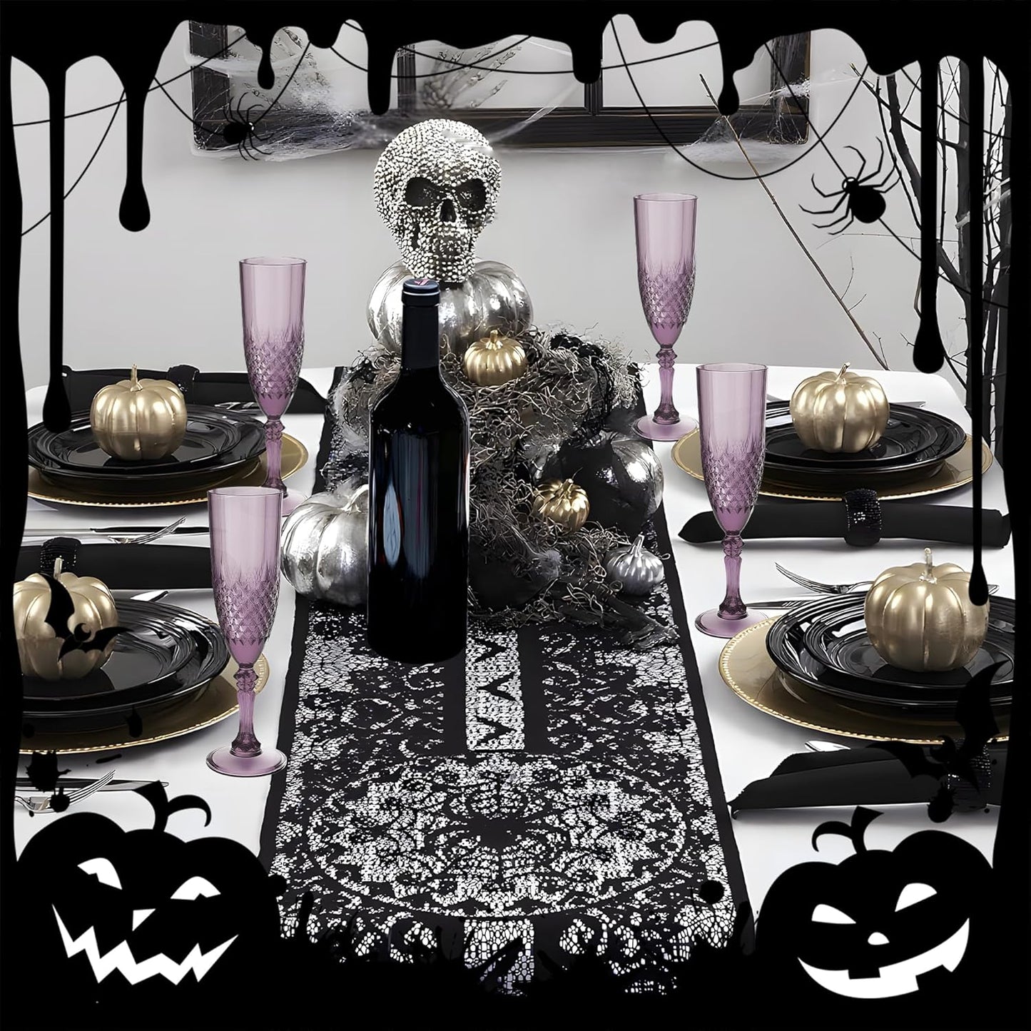 Plastic Champagne Flutes, 12PCS Dark Purple Wine Glasses Goblets Cups Reusable Flute, for Halloween Weddings Bachelor Parties Toasting and Events(12, Dark Purple)