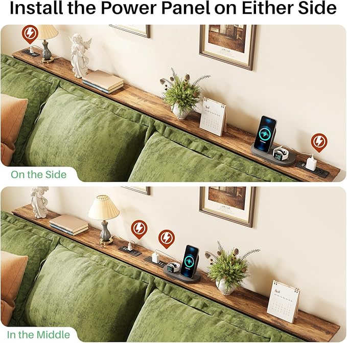 Kitstorack 94.5" Extra Long Behind Couch Table, Adjustable Height Narrow - Image 7