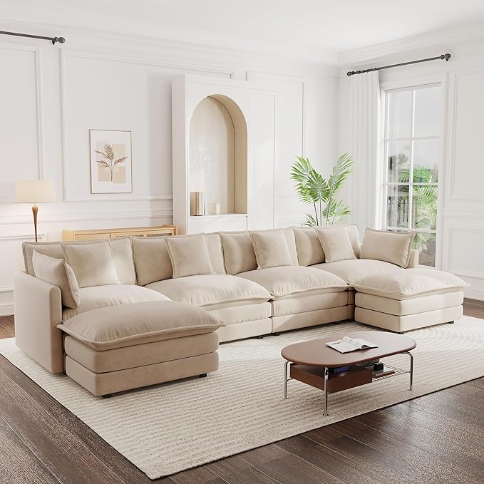 mikibama Modular Sectional Sofa, 146.5 Inch U Shaped Couch Set - Image 8