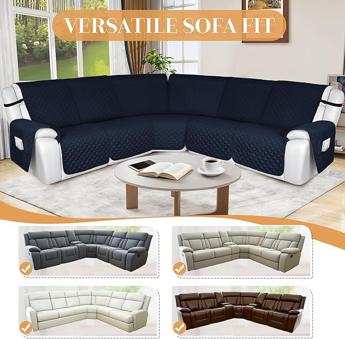 HDCAXKJ 100% Waterproof Reclining Sectional Couch Covers L Shape Recliner Sofa - Image 6