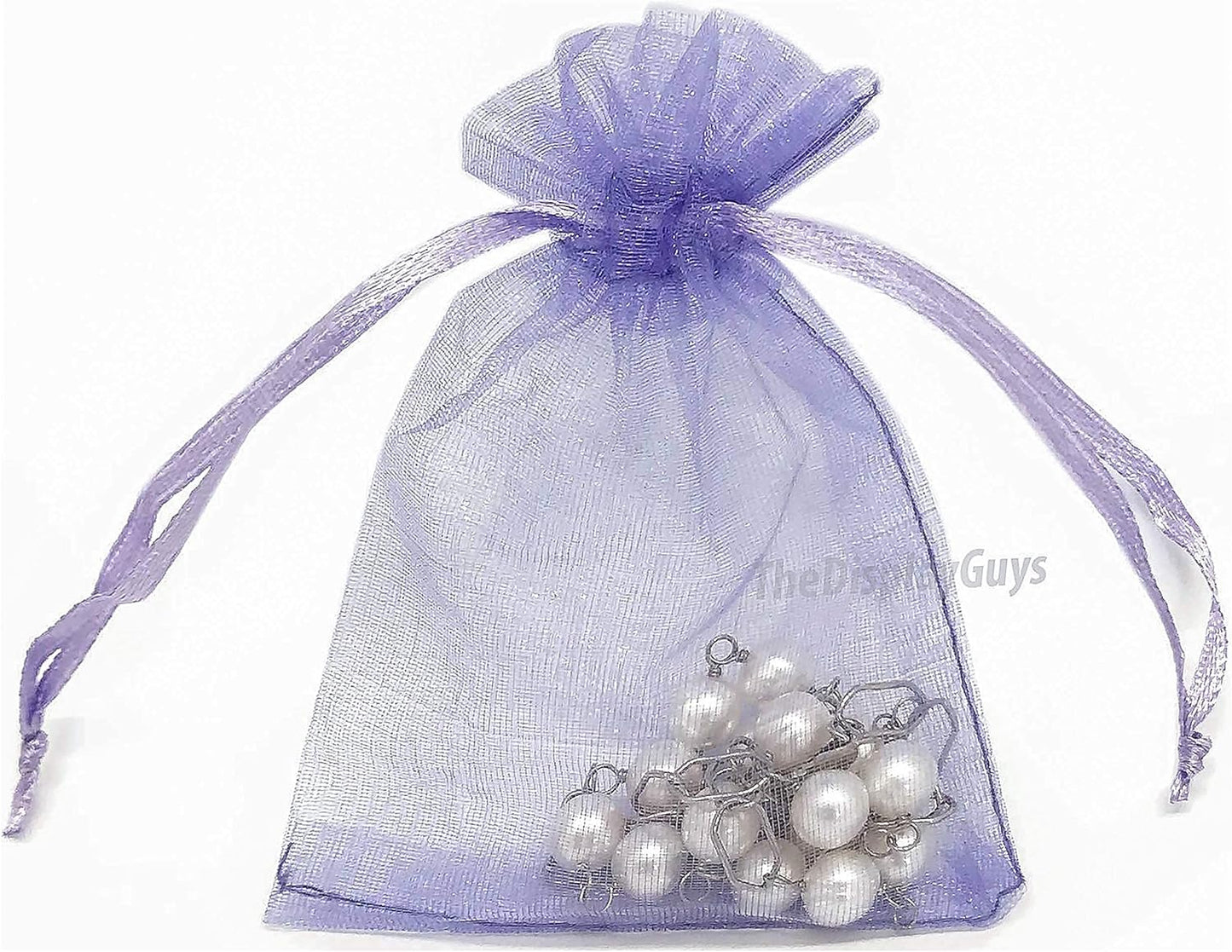 TheDisplayGuys 48-Pack 2" x 2-3/4" Lavender Sheer Organza Gift Bags with Drawstring, Jewelry Candy Treat Wedding Party Favors Mesh Pouch