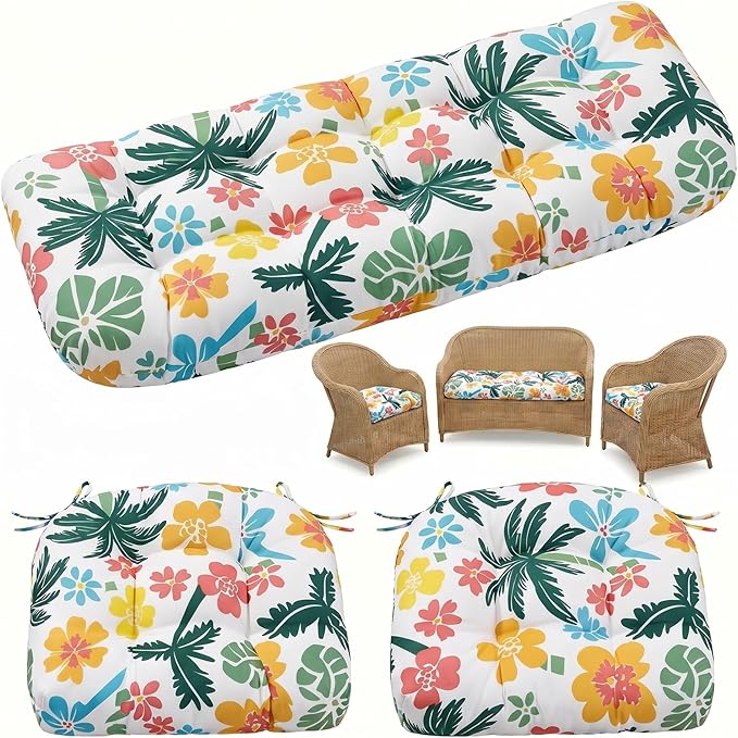 1 MIDDLE ONE Wicker Chair Cushions 3 Pieces Set by 1MIDDLEONE