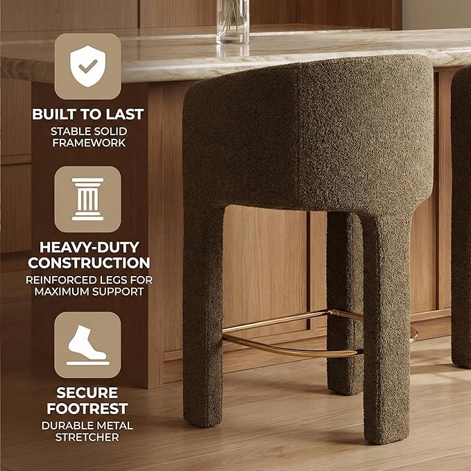 Modern Counter Height Bar Stools Set of 4, 26”H Barrel Counter Stools - Image 6