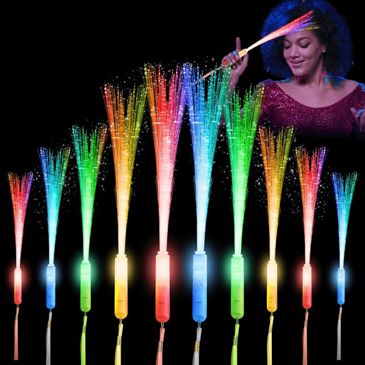28 Pcs Sparkler Firework Sticks Glow Fiber Optic Wands, LED Flashing Sticks Light Up Toy for Kids Adults, Glow in The Dark Party Favor Supplies Bulk Rave Magic Decoration for Wedding Halloween Easter