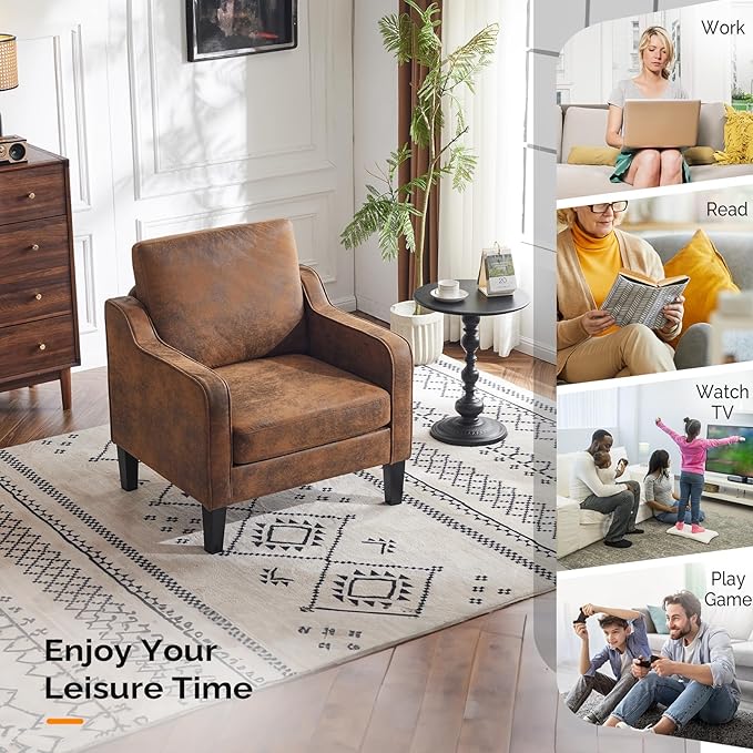 VINGLI Accent Chair for Living Room Chairs Rustic Reading Chair for Bedroom - Image 8