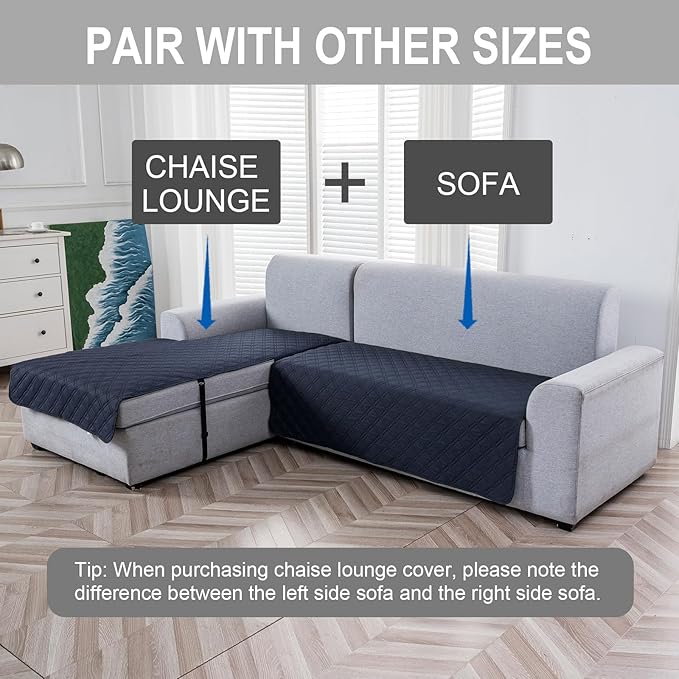 Genina L Shape Couch Cover, Sectional Couch Chaise Covers, Waterproof Washable - Image 2