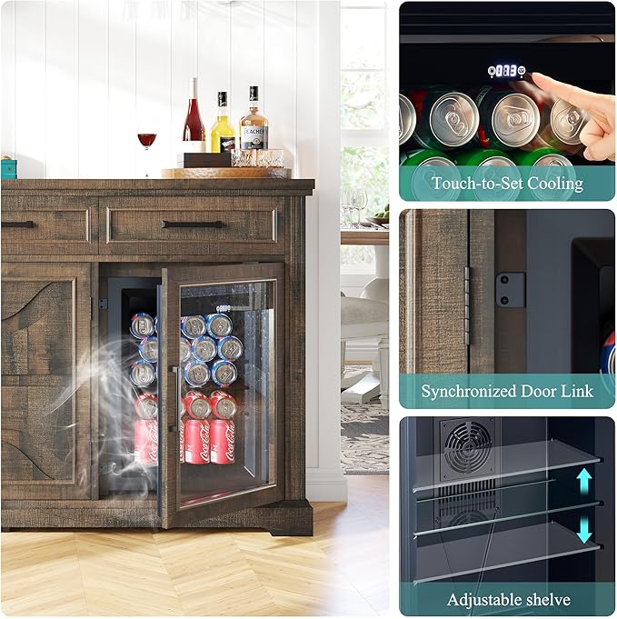 LUXOAK 60" Farmhouse Coffee Bar Cabinet - Image 3