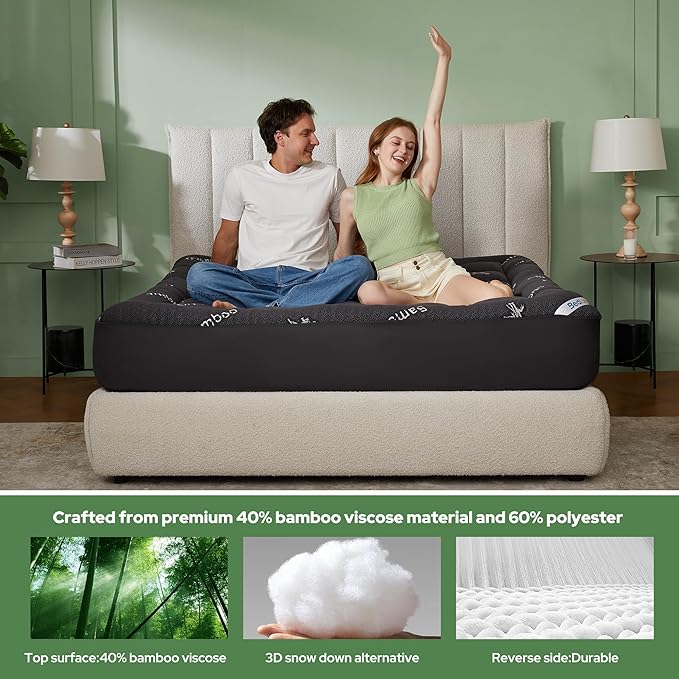 BEDLORE Queen Mattress Topper Viscose Derived from Bamboo, Thick Pillow Top - Image 3