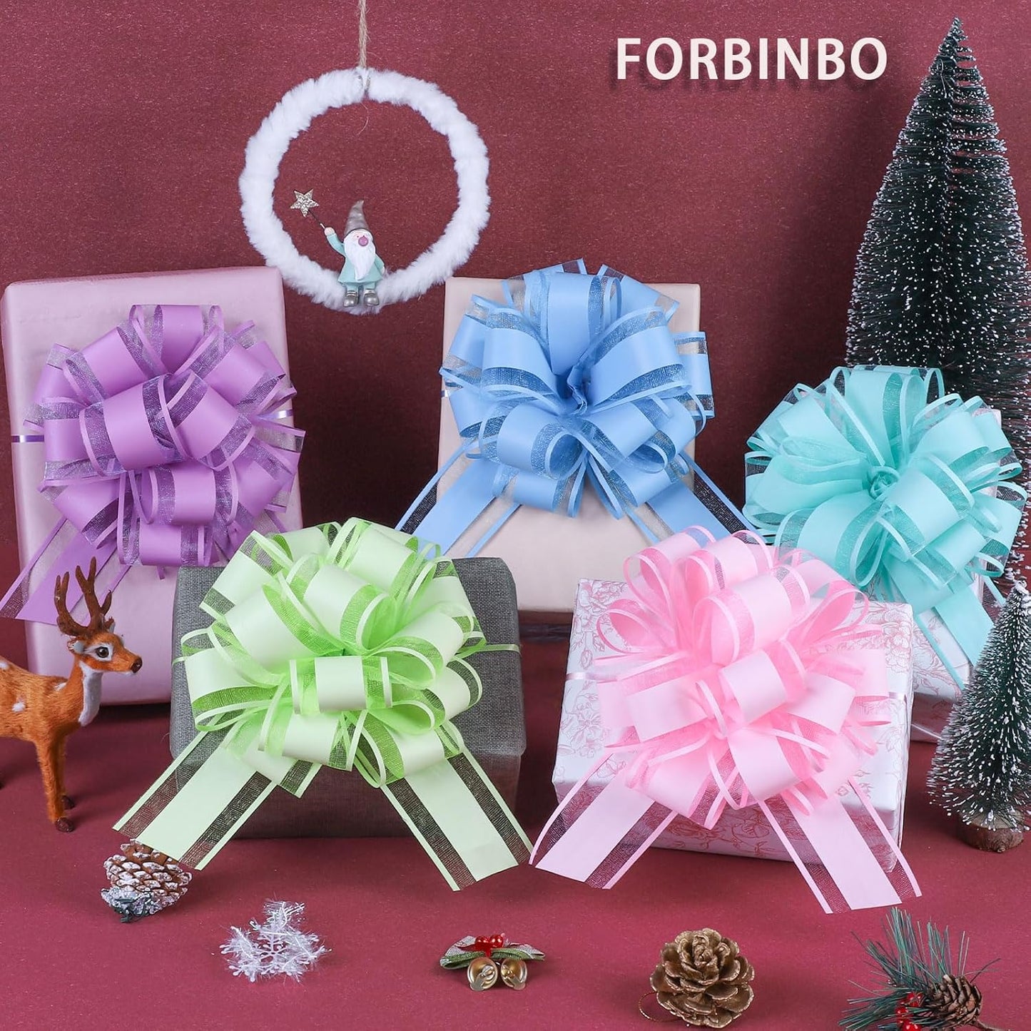 12 Pcs 6inch Pull Bow Gift Wrapping,Pull Bow for Birthday, Christmas, Party, Holiday, Gift Boxes Bow Basket Packaging Bows for Valentine's Day Presents Flower Decorations