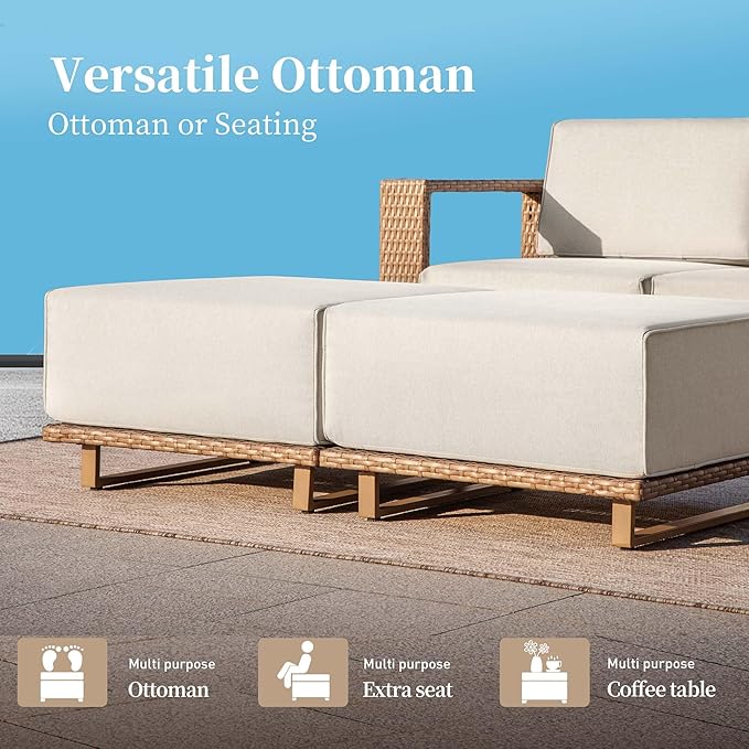SUNSHINE VALLEY Patio Furniture Set, Outdoor Sectional Wicker Sofa - Image 5