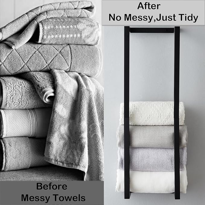 Towel Rack for Rolled Towels, Towel Rack for Bathroom, Wall Mounted Metal - Image 2