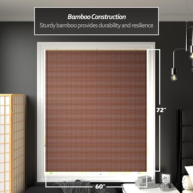 Red Lantern Bamboo Cordless Window Shade - Image 2