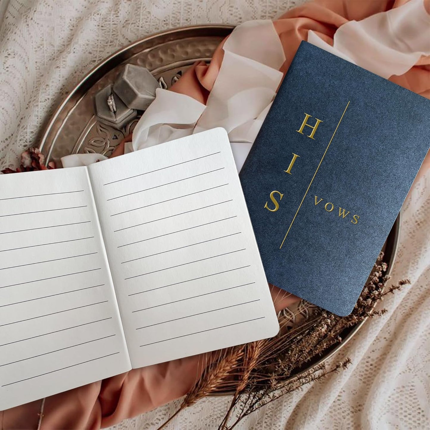 Vow Books His and Hers Wedding Vow Books Bride and Groom Vow Books Wedding Essentials Wedding Accessories(TR-HH-Navy)