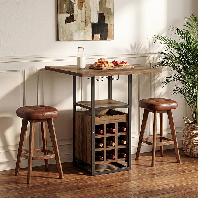 LITTLE TREE Square Bar Table, Wine Bar Cabinet - Image 4