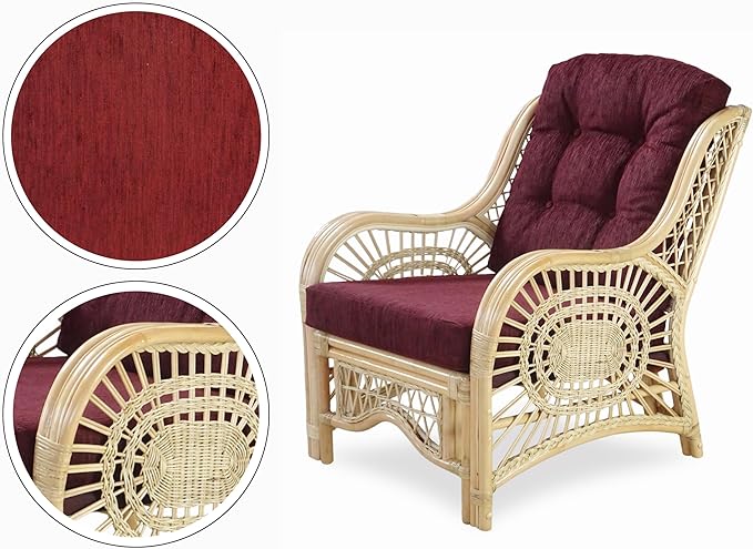 Malibu Lounge Living Accent Armchair Natural Rattan Wicker Handmade Design - Image 3