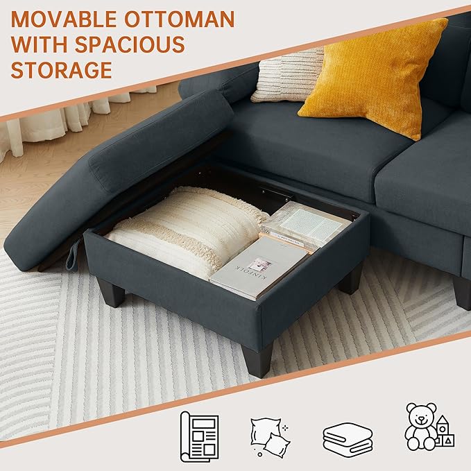 2 Piece Sectional Sofa Set, 3 Seat L Shaped Couches - Image 5