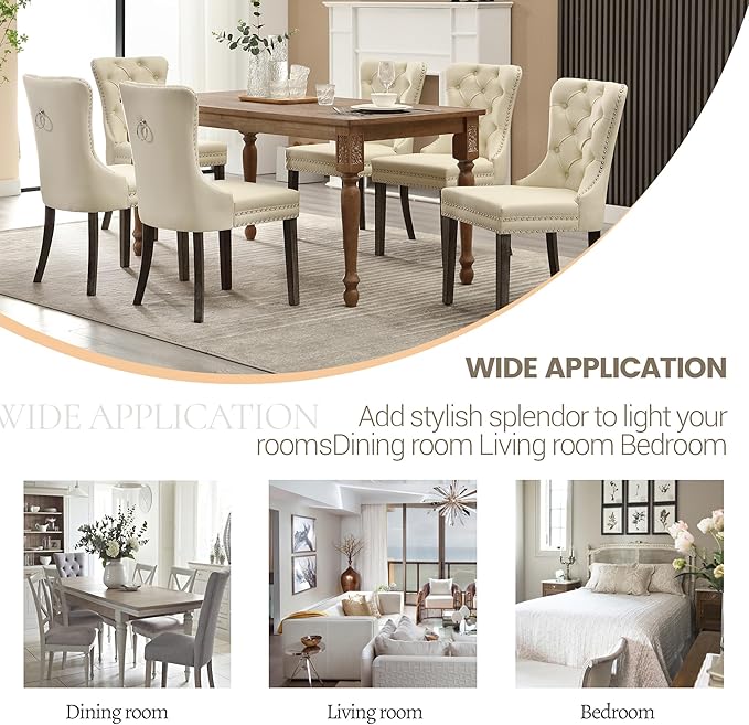 KCC Faux Leather Dining Chairs Set of 4, Upholstered High-end Tufted Dining - Image 7