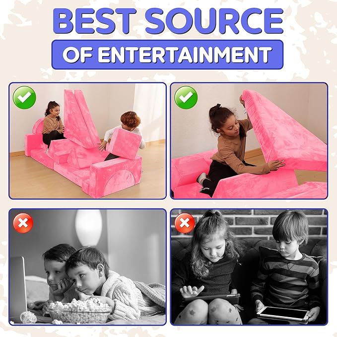 Contour Comfort Kids Couch 14 PC Modular Kids Play Couch Set – Convertible Sofa - Image 5