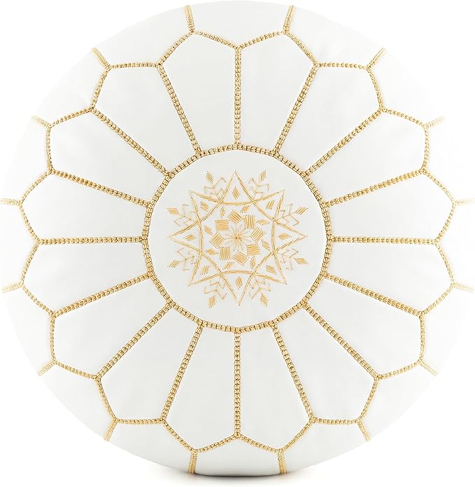 Marrakesh Gallery Genuine Leather Round Pouf Unstuffed - Image 2