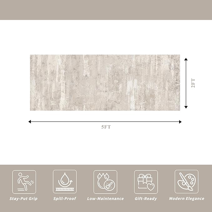 Washable Entryway 2x5 Runner Rug: Easy-Clean Kitchen Bedroom Carpets Non Slip - Image 2